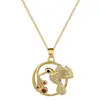 Colar com Pingente Redondo de Pica-pau em Aço Titânio, Luxuoso e Elegante, Totalmente Adornado com Diamantes, Corrente Versátil para Clavícula para Mulheres, Corrente de Aço Titânio