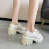 Mocassins com Solado Grosso Estilo Preppy Sapatilhas de Salto Grosso para Mulheres 2023 Novos Casuais Plataforma Sapatos Pequenos de Couro Versáteis Sapatos Femininos Britânicos