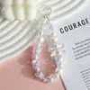 Cordão de Celular de Alta Qualidade com Corrente de Pulso de Diamante, Luxo Acessível, Moderno e Versátil, Corrente Curta Artesanal com Contas, Pingente de Joia com Strass