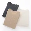 Top de mujer de manga corta con cuello redondo 100% cachemir puro, suéter de punto de manga media estilo nuevo 2026, camiseta básica