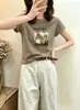 Camiseta de algodón acanalado para chica, para mujer, 220 g, directa de fábrica, top ajustado de manga corta, verano, suministro exclusivo de Guangzhou Thirteen Lines al por mayor