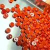 Ágata Roja del Sur Natural, Redonda, Rojo Brillante, 1.5 a 6 mm, Base Plana, Superficie Lisa, Piedra para Accesorio de Joyería