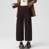 Pantalones de pana estilo coreano con pierna nueve curvada para mujer 2026 Otoño/Invierno Cintura alta sueltos adelgazantes versátiles pierna ancha ocho casual