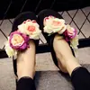 Sandalias de verano estilo coreano con flores para mujer, plataforma con tacón de pastel, zapatos de mujer para playa, sandalias antideslizantes resistentes al desgaste