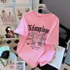 Camiseta branca de manga curta estilo retrô americano 100% algodão para mulheres, top casual de verão com corte solto e estampa de borboleta
