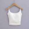 Ropa de verano para mujer europea y americana, nueva, con almohadillas para el pecho, cuello cuadrado, chaleco plisado, C76399