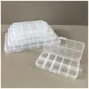 1.7 Altura Slot para Cartão Fixação 10 Compartimentos 15 Compartimentos 24 Compartimentos Caixa Plástica Anti-Derramamento Contas de Arroz Enfeites Embalagem para Perler Beads