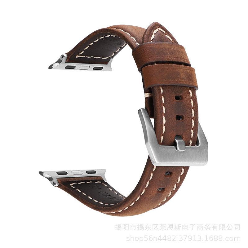 疯马皮深棕色-银扣