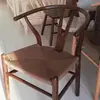 Silla de comedor original en forma de Y de madera maciza con reposabrazos y respaldo, para uso doméstico, estilo de mediados de siglo, tejida con cuerda y ratán, adecuada para sentarse durante mucho tiempo, silla individual, silla para casa de té