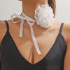 Cadena de cintura para mujer, collar de gran tamaño, exagerada, con flores beige, rosa, rojo y gris, con correa larga, multifuncional, joyería de moda