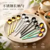 Acero Inoxidable 304 Cuchara Redonda Pequeña Cuchara para Café Cuchara para Condimentos Casera Espesada Mango Largo Cuchara para Postre Cuchara para Sal Vajilla Creativa