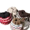 Chapéu de Tricô Estilo Fair Isle para Mulheres, Balaclava Quente de Inverno, Chapéu de Outono e Inverno, Chapéu de Lã Plush de Inverno