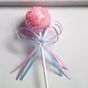 Fita com Lantejoulas Laço Bola Colorida Bolo de Aniversário Cartão Redondo Mesa de Sobremesa Festa Decoração Plug-in Suprimentos
