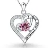 Exportación Transfronteriza Europea y Americana Plata de Ley S925 Doce Piedras de Nacimiento Moda Amazon Colgante Corazón Eterno Cadena para Clavícula