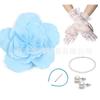 Moda Europea y Americana Transfronteriza Novia Exagerada Cabeza de Flor Bola de Flores Club de Jockey Sombreros de Navidad Pendientes Guantes Traje