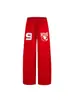 Calça Moletom Casual com Estampa de Letras Retro Americana para Homens e Mulheres, Novo Estilo Primavera 2026, Calça Esportiva Casual Solta Estilo Preguiçoso