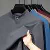 2026 Nuevo Estilo Chino Cuello Alto Agradable a la Piel Cómodo Cálido Holgado Versátil Casual Manga Larga Camiseta Base Sudadera para Hombre