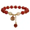 Pulsera de Color Cinabrio Set de 4 Piezas, Pulsera de Riqueza Instantánea para Mujer, Pulsera de Lujo Ligero, Regalo para Novia en el Año del Caballo y Año Nuevo