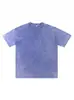 Camiseta Lavada com Efeito Desgastado Europeia e Americana Primavera e Verão Marca Tendência Manga Curta Algodão Puro Batik Retrô Flocos de Neve Fritos Top Solto