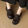 Encuentro Primero Temporada Retro Suéter de Punto Negro Mocasines para Mujer 2026 Otoño/Invierno Nuevos Zapatos de Suela Gruesa de Tacón Alto de Boca Profunda