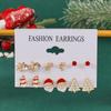 Brincos de Natal europeus e americanos transfronteiriços Brincos Conjunto de 6 peças Brincos de Natal Fawn Crutch Alloy Brincos de combinação simples