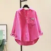 Camisa de Pana de Manga Larga para Mujer Nueva Moda Primavera y Otoño 2026 Aspecto Adelgazante Suelta de Longitud Media Chaqueta Cardigan Camisa