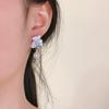 Pendientes Retro Azules con Flores Francesas para Mujer, Suaves y Elegantes de Primavera, Pendientes de Alta Gama, Nuevo Estilo 2025