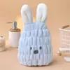 Linda gorra de secado rápido de forro polar de coral con forma de conejo para niños, engrosada y absorbente, perfecta para usar en invierno como turbante para bebé o toalla para el pelo
