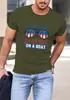 Camiseta de Algodón Puro Casual de Manga Corta para Hombre con Estampado Redondo, Popular de Verano, Exportación Transfronteriza Europea y Americana 2025
