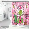 Bestseller transfronterizo de Amazon: Cortina de ducha verde del Grinch, cortina de ducha impermeable de pongee con estampado digital de dibujos animados
