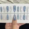 Azul Gelo Bolha 30 Peças Unhas Usáveis Feitas à Mão Contas de Vidro Feitas à Mão Olho de Gato Novo Estilo Manicure Pré-feita Unhas Usáveis Mais Vendidas