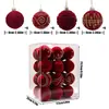 Decoração de Natal para Árvore de Natal com Bolas Flocadas 6cm 24 Peças Cor Vinho Pintado Decorações de Natal Transfronteiriças