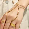 Pulsera de Muñeca Integrada con Circonita Incrustada Estilo Niche Europeo y Americano, Acero Inoxidable 316 Recubrimiento al Vacío en Oro, Accesorio de Mano para Vestido de Fiesta para Mujer