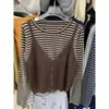 Ruoxin 2026 Otoño/Invierno Nuevo Conjunto de Dos Piezas: Top Sencillo de Cuello Redondo y Manga Larga Estilo Coreano con Camisola