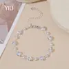 Pulsera de moda electrochapada de lujo ligero, exquisitamente diseñada, con circón en forma de corazón, circón verde de moda y personalidad única