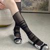 Calcetines de Verano Finos de Malla Transparente con Tira Fina Hueca Estilo Spice Girls Ballet de Tubo Medio