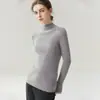 100% de doble hilo, engrosado, otoño/invierno, cuello medio alto, ajuste ceñido para mujer, manga larga, ajustado al cuerpo, suéter de punto