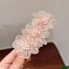 Nuevo Accesorio para el Cabello con Flor de Seda en la Parte Superior, Pasador Estilo Coreano para la Parte Trasera de la Cabeza, Accesorio para el Cabello con Pinza de Resorte, Pasador de Presión para el Cabello para Mujeres, Versión Coreana