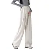 7209 Toma Real de Pantalones Rectos de Lino Lyocell Tencel con Cordón para Mujeres Embarazadas, Pantalones de Pierna Ancha, Sin Soporte para el Vientre, Sin Ajuste en el Vientre, Pantalones Casuales