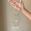 Collar de flor con cuentas verdes para mujer, estilo festivo, multicapa, cadena para la clavícula impresionante y única, perfecto para vacaciones en la playa