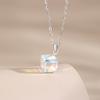 Collar de Plata de Ley S925 Cubo de Azúcar Aurora para Mujer Colgante Cuadrado de Cristal Austriaco Multicolor Exquisito Nicho Simple y Versátil