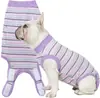 Roupa de esterilização personalizada para animais de estimação da Amazon, roupa de recuperação para cães listrada, elástica e respirável, ajustável, cirúrgica, com velcro