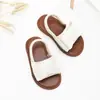 Sandálias de Verão Elásticas com Laço para Meninas, Solado Macio Antiderrapante, Para Uso Externo, Planas, Estilo Princesa, Chinelos Infantis