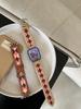 Correa de Cuero con Patrón de Diamantes Creativo para Reloj Adecuada para Apple Watch iWatch 12ª Generación 11/10Se Fábrica