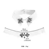 Nuevo Cuello de Tela Blanco con Pedrería de Diamantes de Imitación, Cuello Falso Floral, Cuello de Camisa, Cuello de Suéter, Cuello Falso Prehecho Accesorios Decorativos