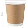 Vaso de Papel Kraft Desechable de Doble Capa, Diámetro de 90 mm, Hueco y Engrosado, Aislado con Tapa, Alto Valor Estético, Adecuado para Bebidas Calientes, Para Llevar y Uso Comercial