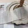 Ribete de Encaje de Gasa Blanco y Negro de 8 cm de Ancho para Accesorios de Ropa, Ropa de Muñecas Lolita, Cortinas, Decoración de Tela para Sofá