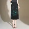 Saia Lápis Jacquard Vintage com Fenda para Mulheres, Nova Saia Reta Primavera 2026, Saia Profissional de Comprimento Médio