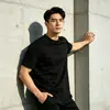 Camisetas Personalizadas de Exportação Cor Lisa Manga Curta, Roupa Masculina Respirável de Verão com Gola Redonda, Suporte para Camisetas Personalizadas de Manga Curta Tamanho Grande Estilo Americano