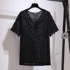 62503 Ropa para Mujer Tallas Grandes Gordita Verano Nuevo Camiseta Holgada Adelgazante Hueco Sexy Encaje Top